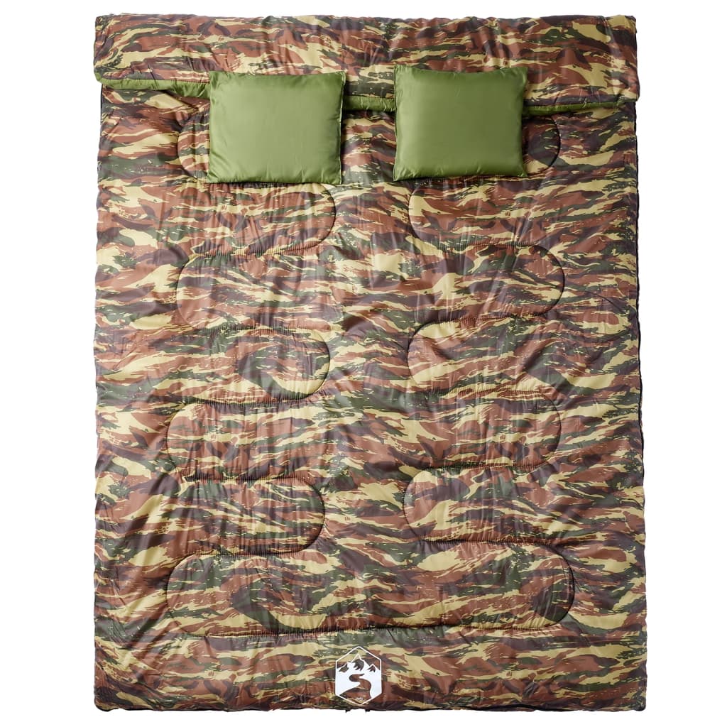 Saco-cama campismo duplo p/ adultos c/ almofadas 3-4 estações