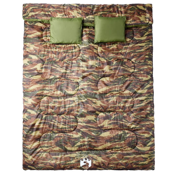 Saco-cama campismo duplo p/ adultos c/ almofadas 3-4 estações