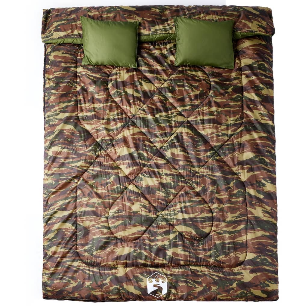 Saco-cama campismo duplo p/ adultos c/ almofadas 3-4 estações