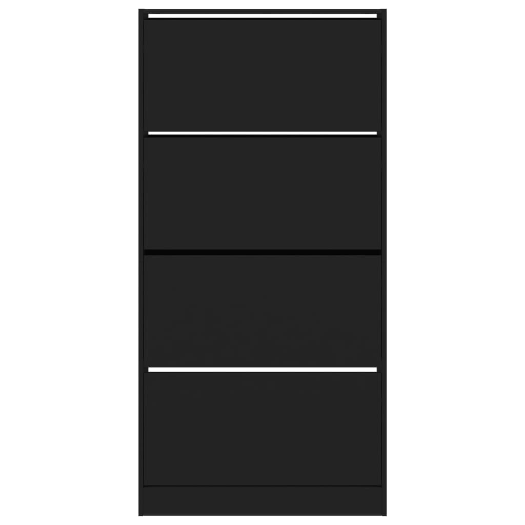 Sapateira com 4 gavetas articuladas 80x21x163,5 cm preto