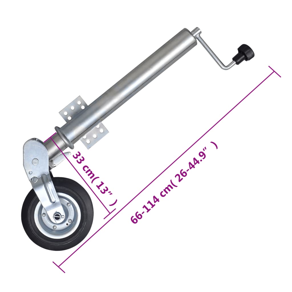 Roda jóquei reboque 2 tubos suporte/2 braçadeiras divisão 60mm