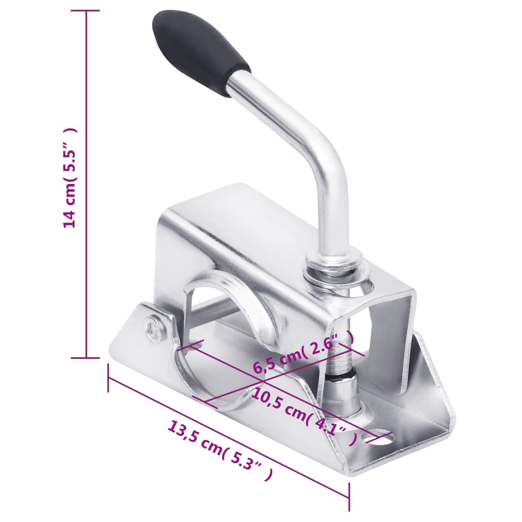 Roda jóquei reboque 2 tubos suporte/2 braçadeiras divisão 60mm