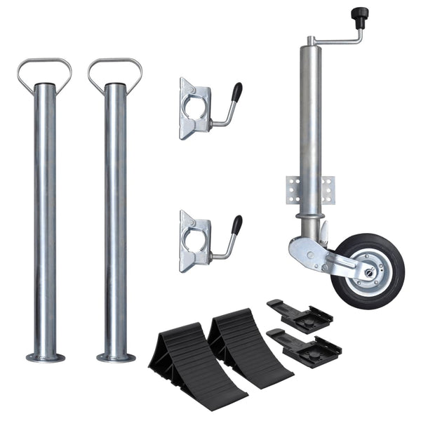 Roda jóquei reboque 2 tubos suporte/2 braçadeiras divisão 60mm