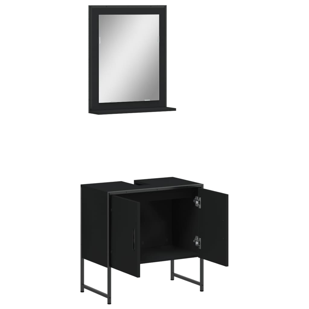 2 pcs conjunto móveis casa de banho derivados de madeira preto