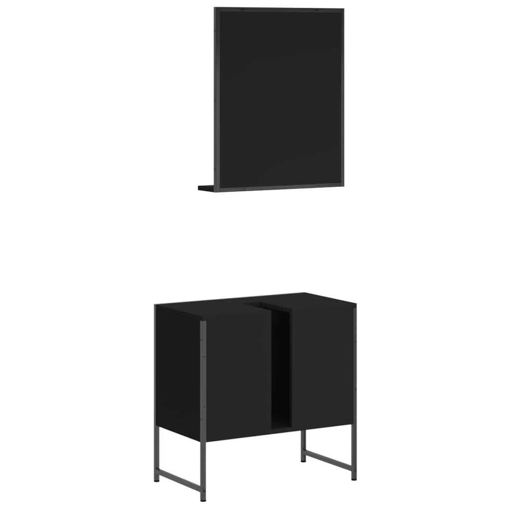 2 pcs conjunto móveis casa de banho derivados de madeira preto