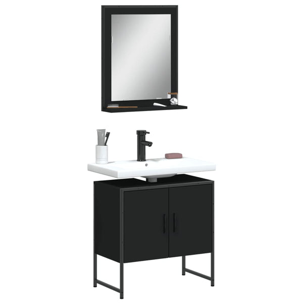 2 pcs conjunto móveis casa de banho derivados de madeira preto