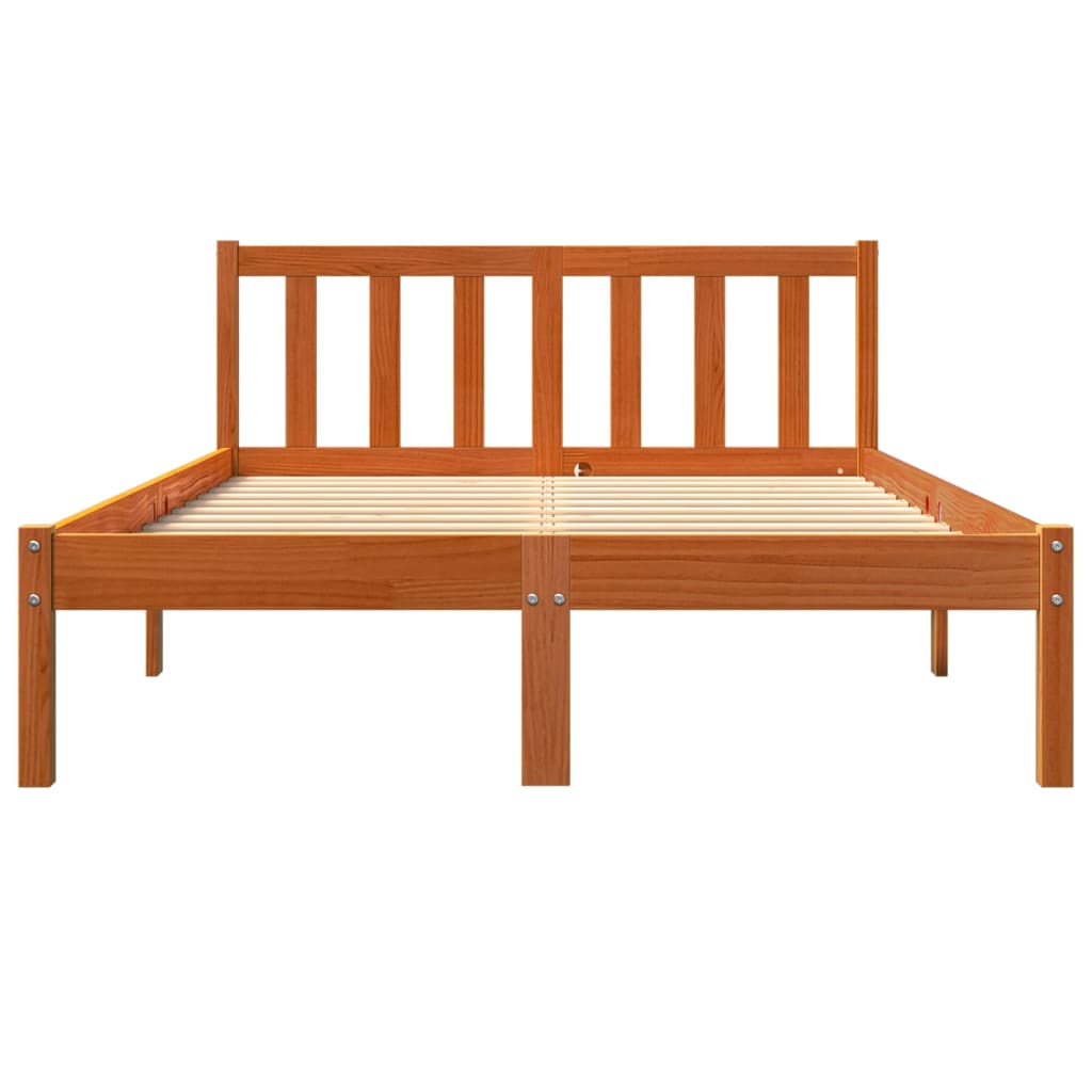 Cama sem colchão 120x190 cm madeira pinho maciça castanho-mel