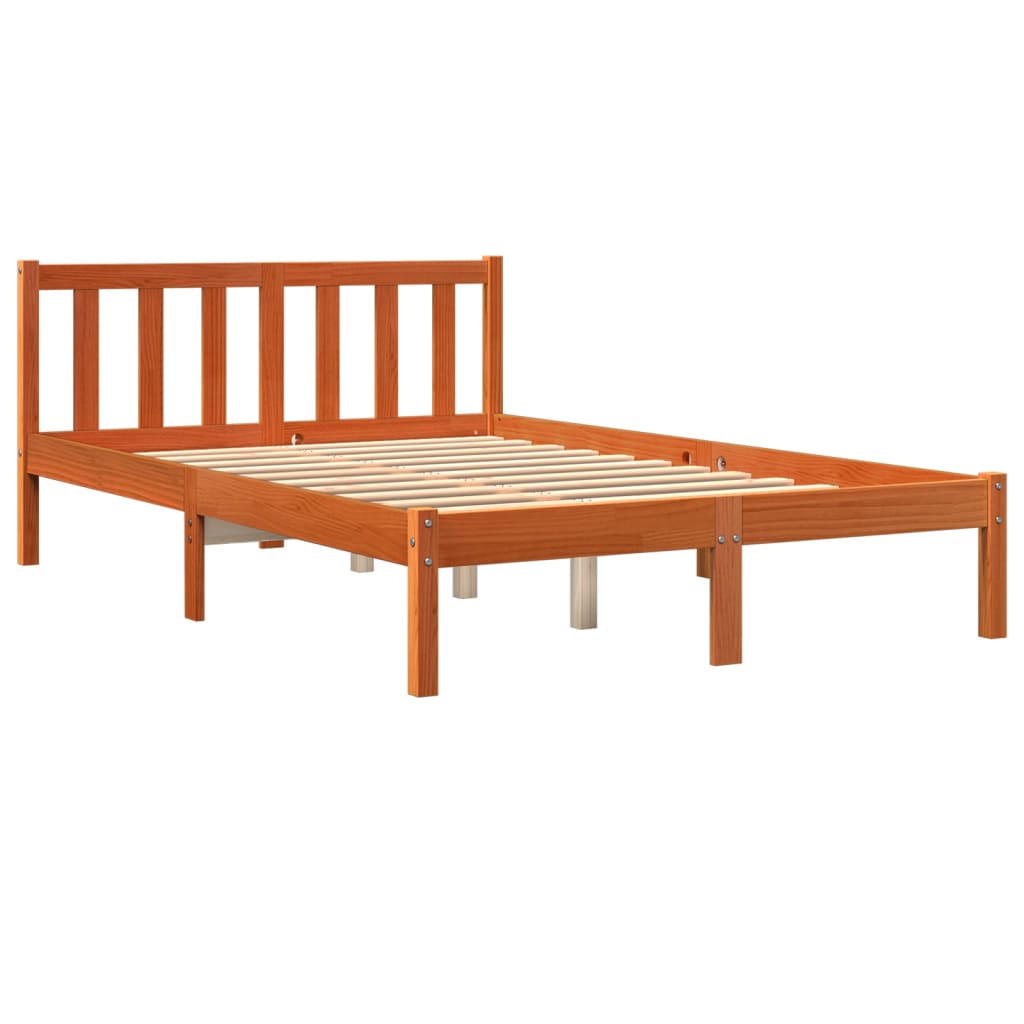 Cama sem colchão 140x190 cm pinho maciço castanho-mel