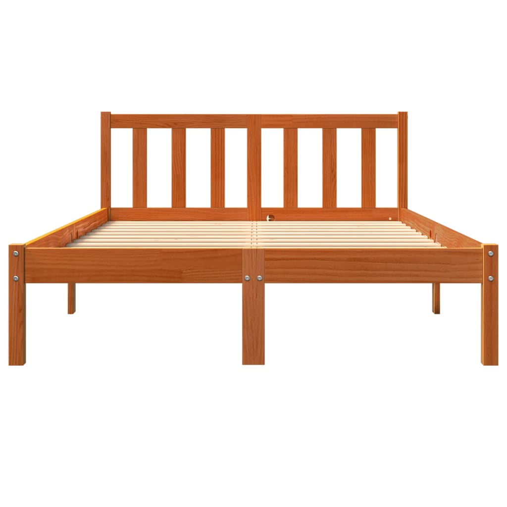 Cama sem colchão 140x190 cm pinho maciço castanho-mel