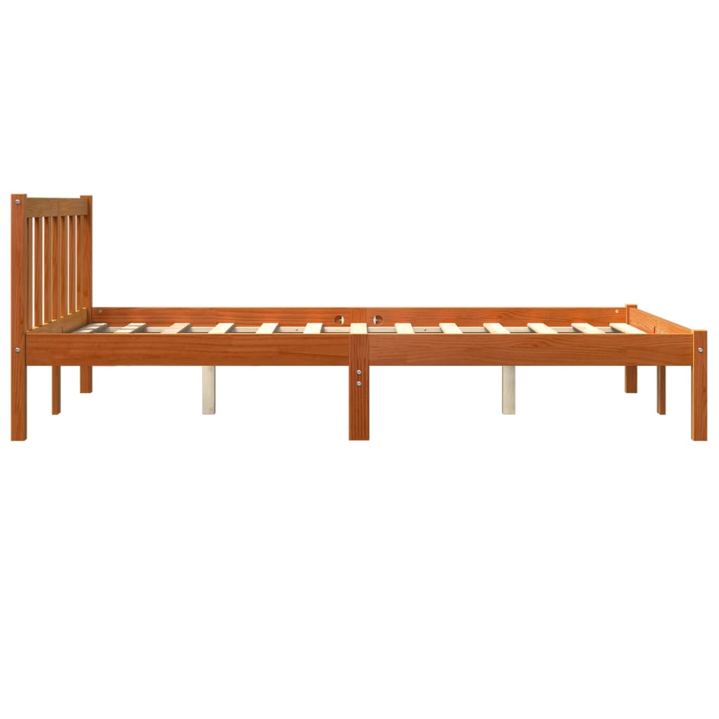 Cama sem colchão 140x190 cm pinho maciço castanho-mel