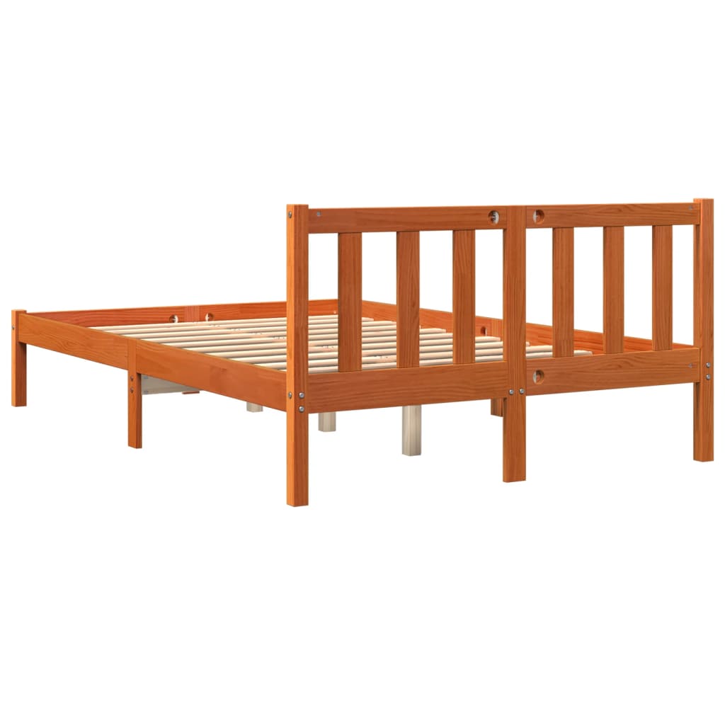 Cama sem colchão 140x190 cm pinho maciço castanho-mel
