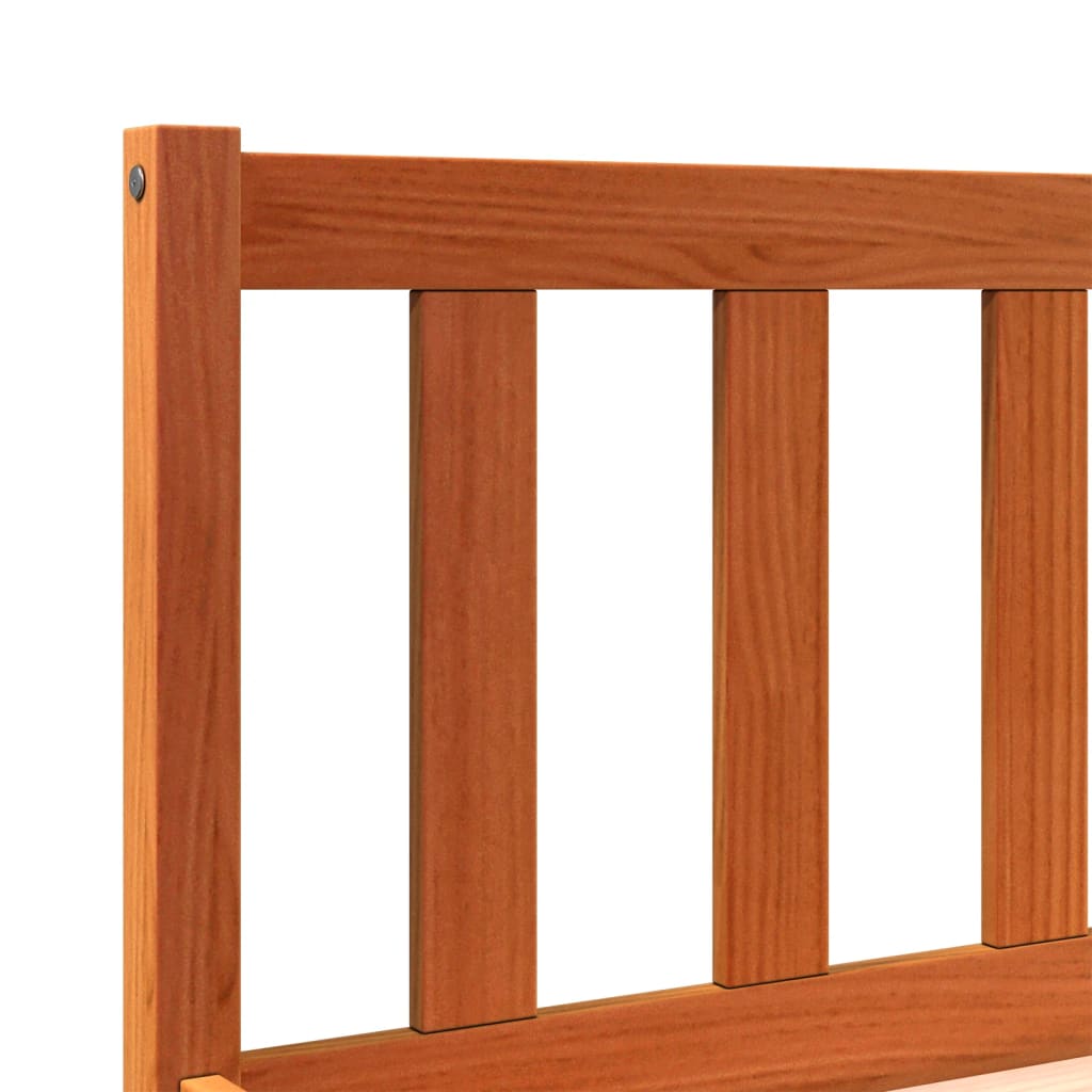 Cama sem colchão 140x190 cm pinho maciço castanho-mel