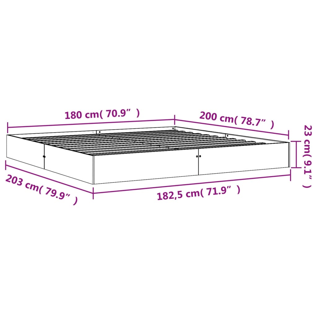 Cama sem colchão 180x200 cm pinho maciço castanho-mel