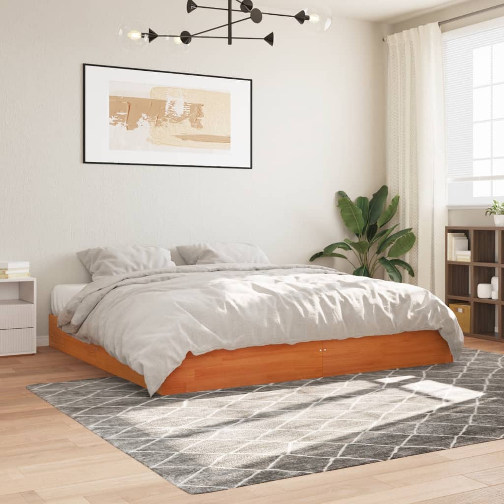 Cama sem colchão 180x200 cm pinho maciço castanho-mel