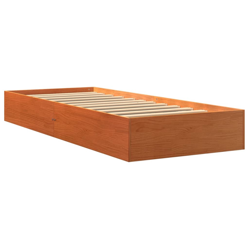 Cama sem colchão 90x190 cm madeira de pinho maciça castanho-mel