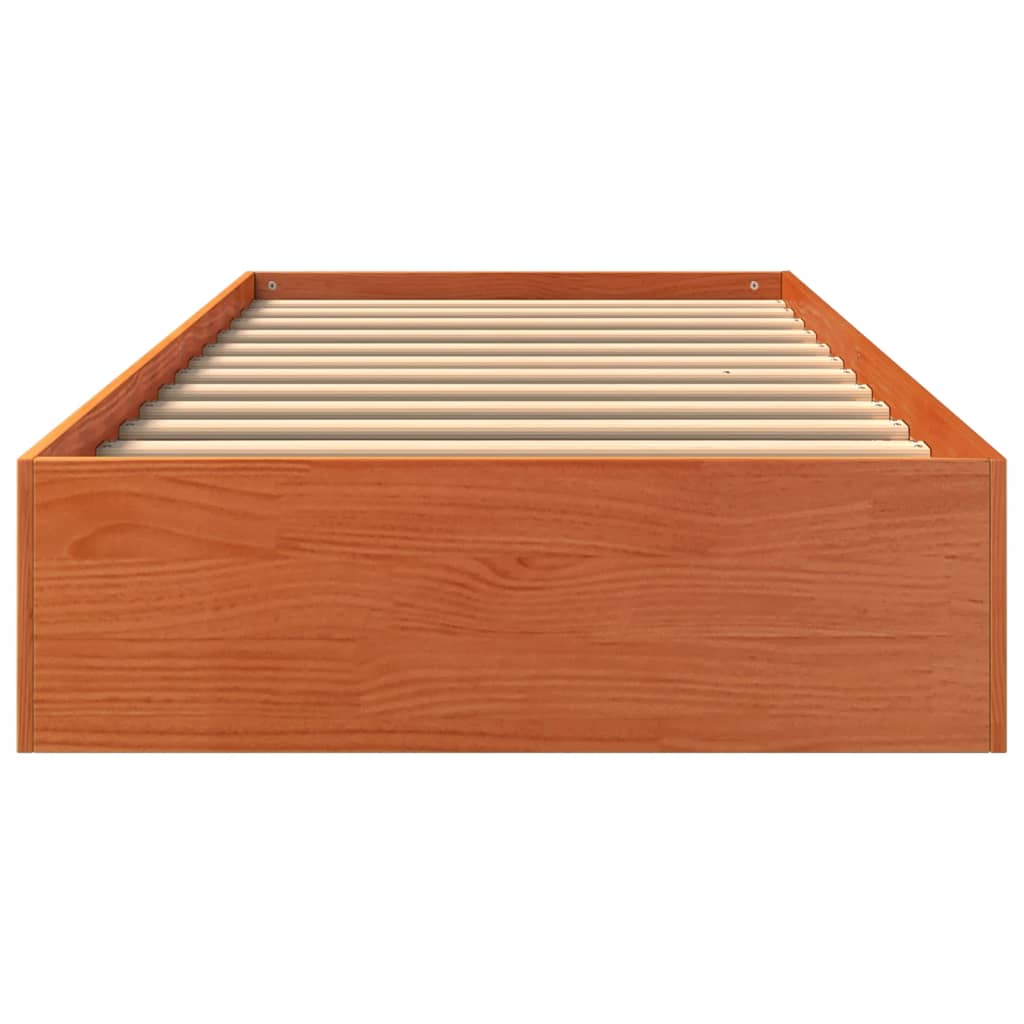Cama sem colchão 90x190 cm madeira de pinho maciça castanho-mel