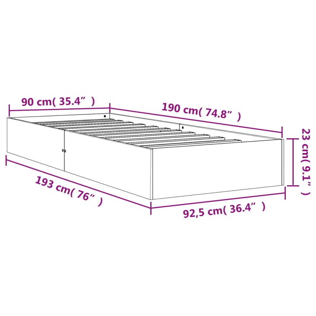 Cama sem colchão 90x190 cm madeira de pinho maciça castanho-mel