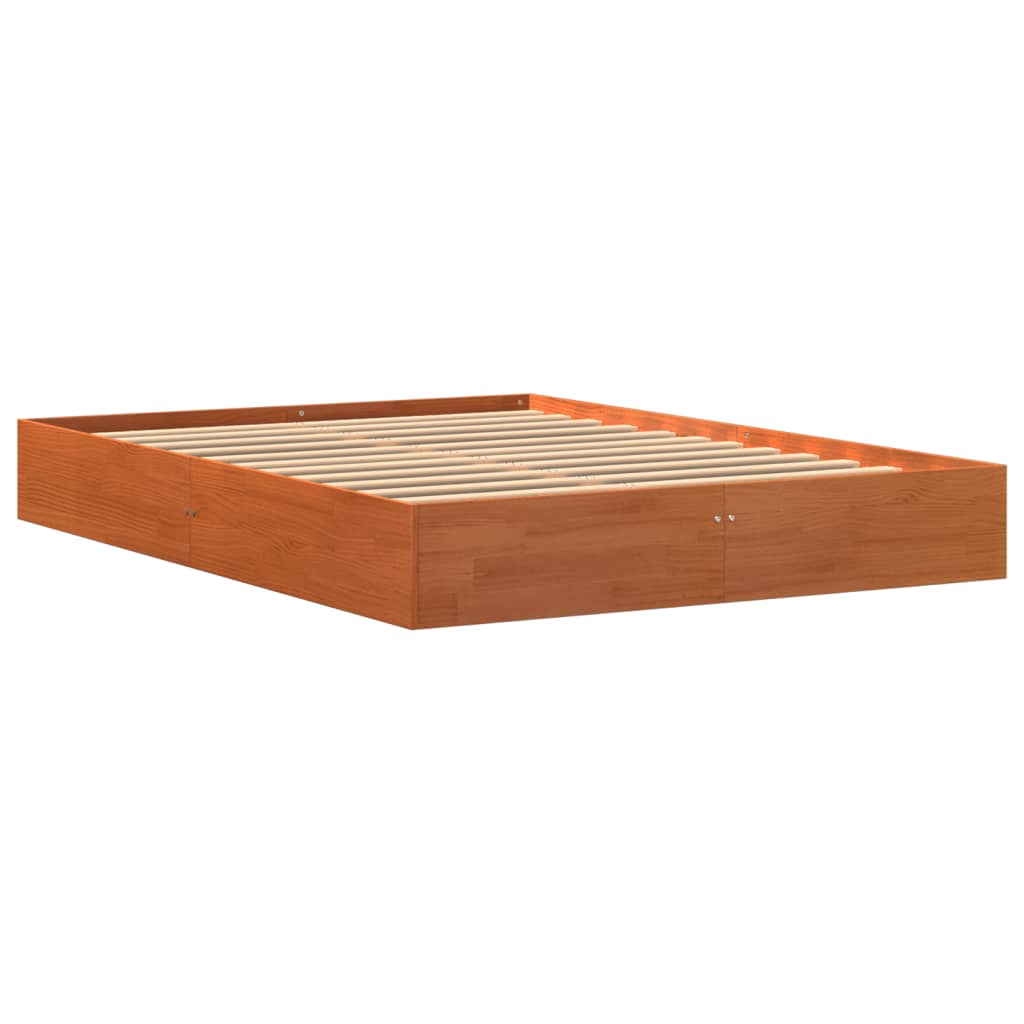 Cama sem colchão 120x190 cm madeira pinho maciça castanho-mel