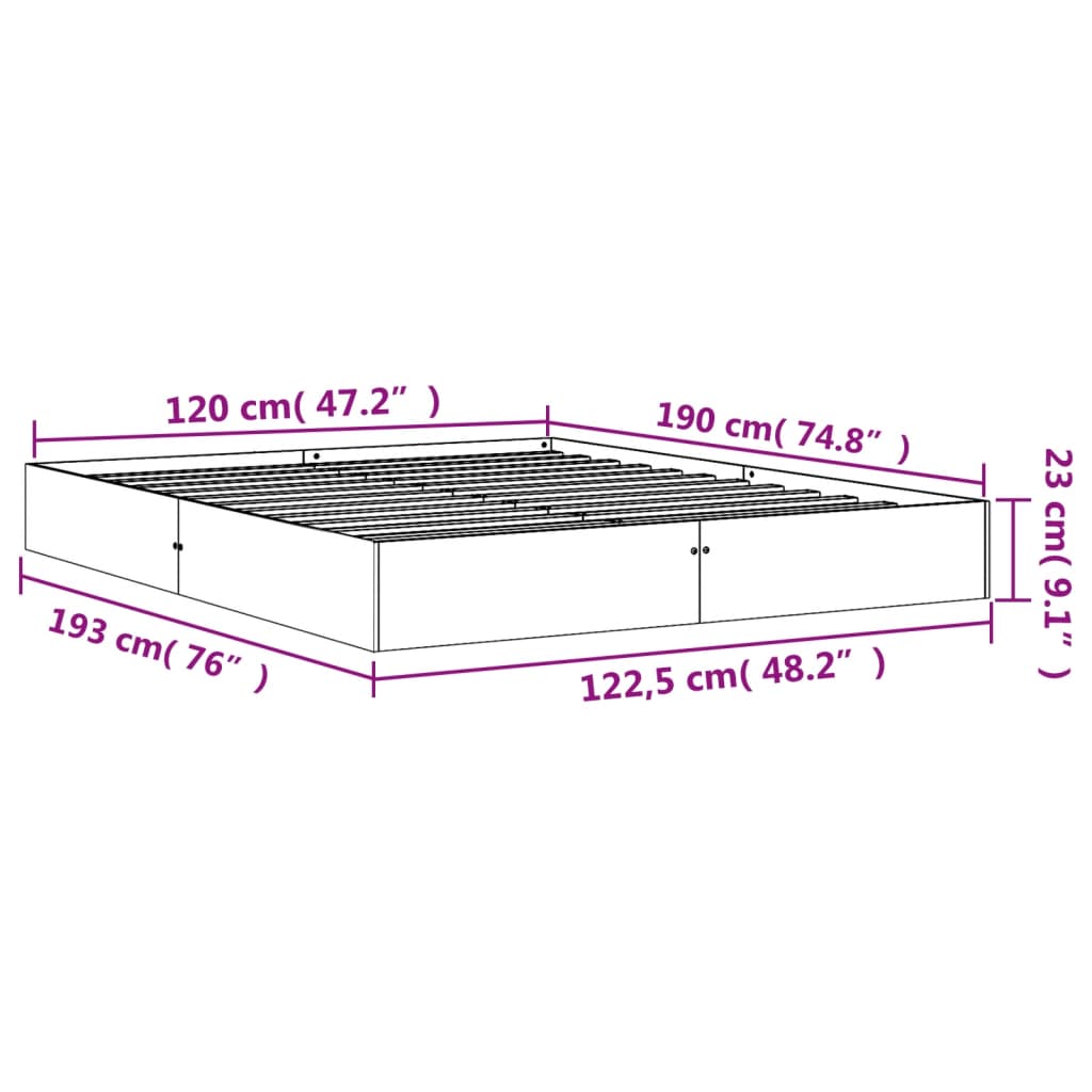 Cama sem colchão 120x190 cm madeira pinho maciça castanho-mel