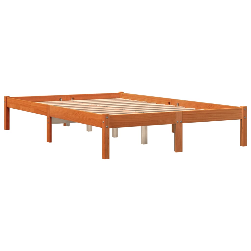 Cama sem colchão 140x190 cm pinho maciço castanho-mel