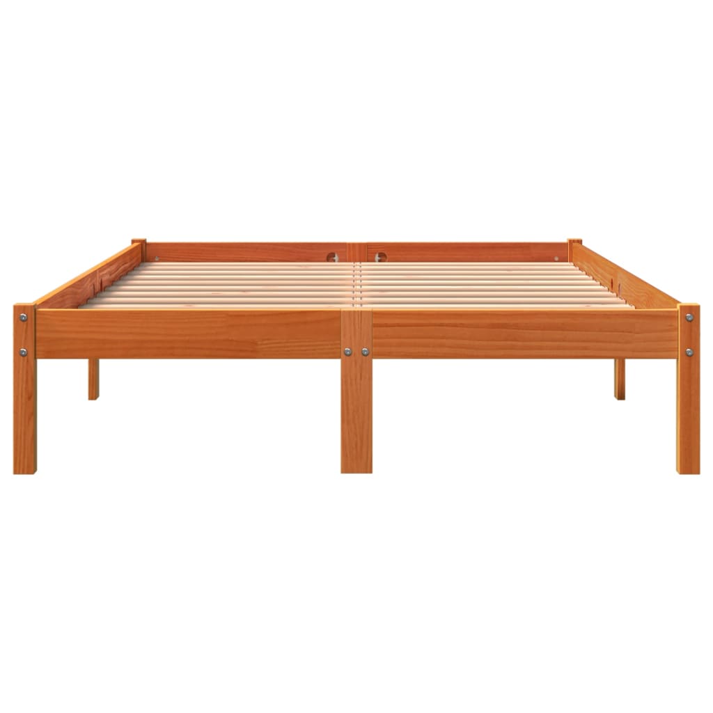 Cama sem colchão 140x190 cm pinho maciço castanho-mel