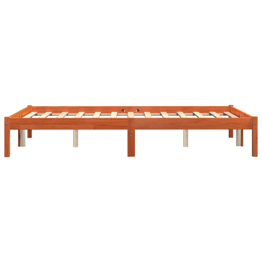 Cama sem colchão 140x190 cm pinho maciço castanho-mel