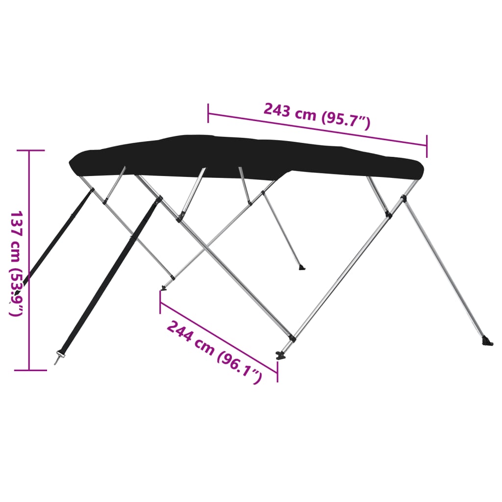 Toldo de 4 arcos Bimini 243x244x137 cm preto