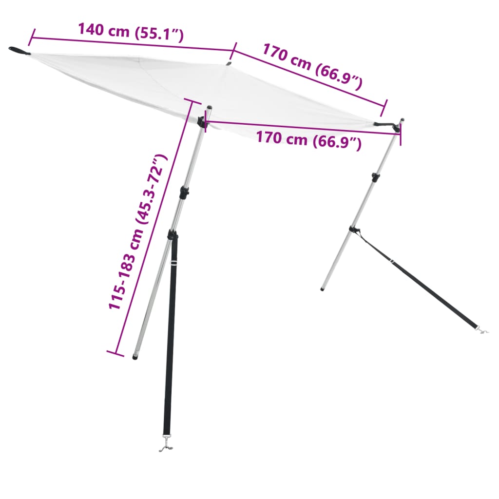 Extensão de toldo em T 170x170x(115-183) cm branco