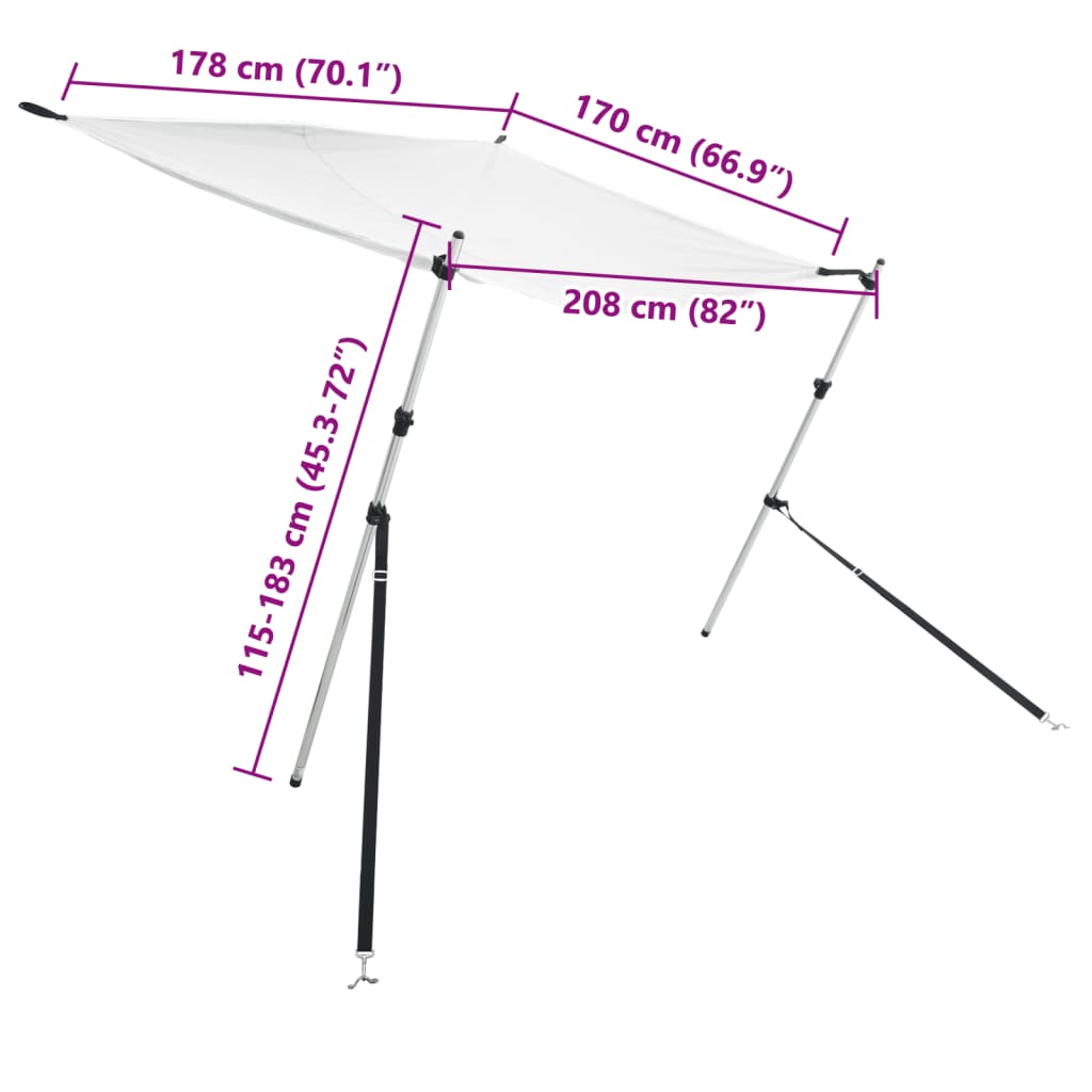 Extensão de toldo em T 170x208x(115-183) cm branco
