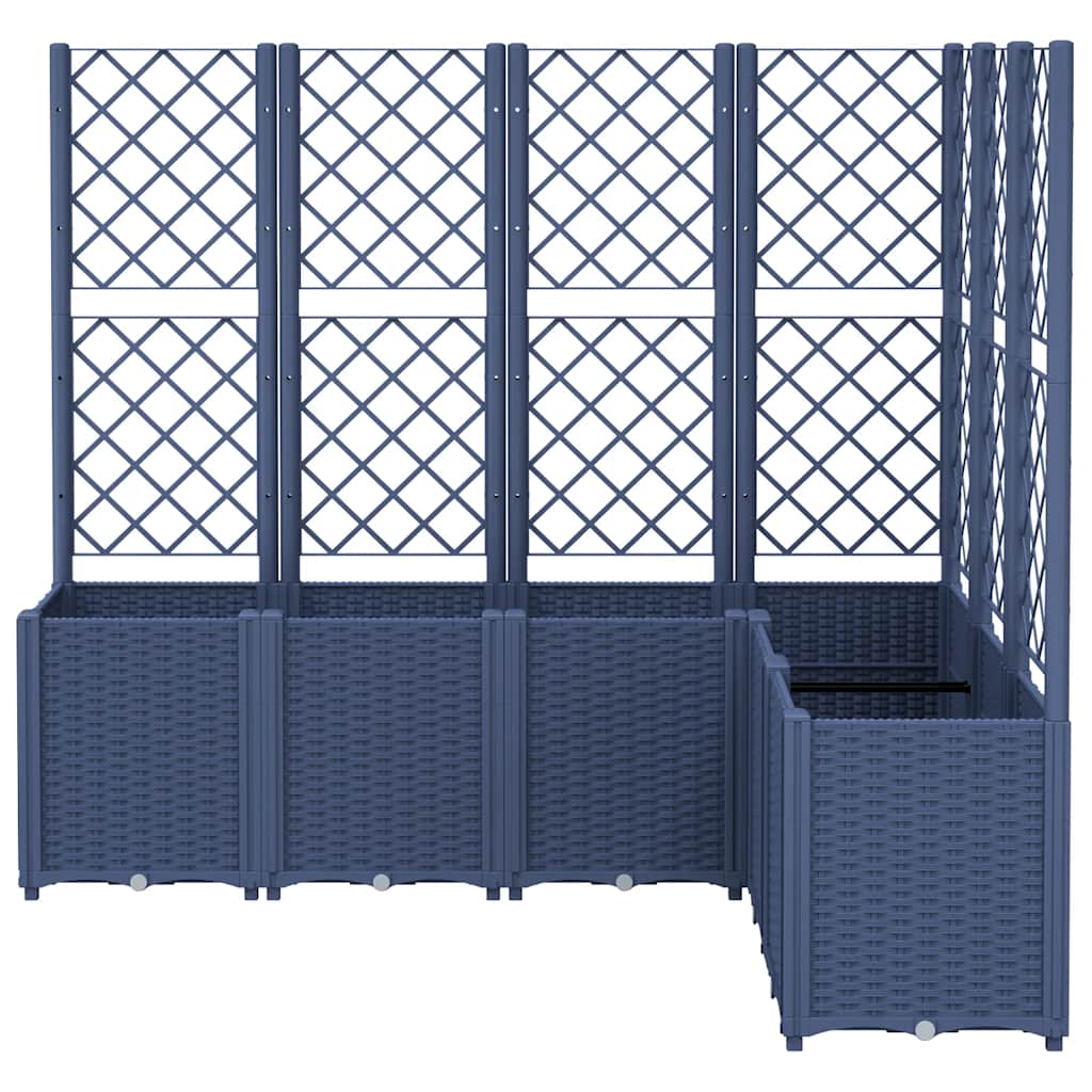 Vaso/floreira de jardim c/ treliça 160x120x140 cm PP cinzento azul