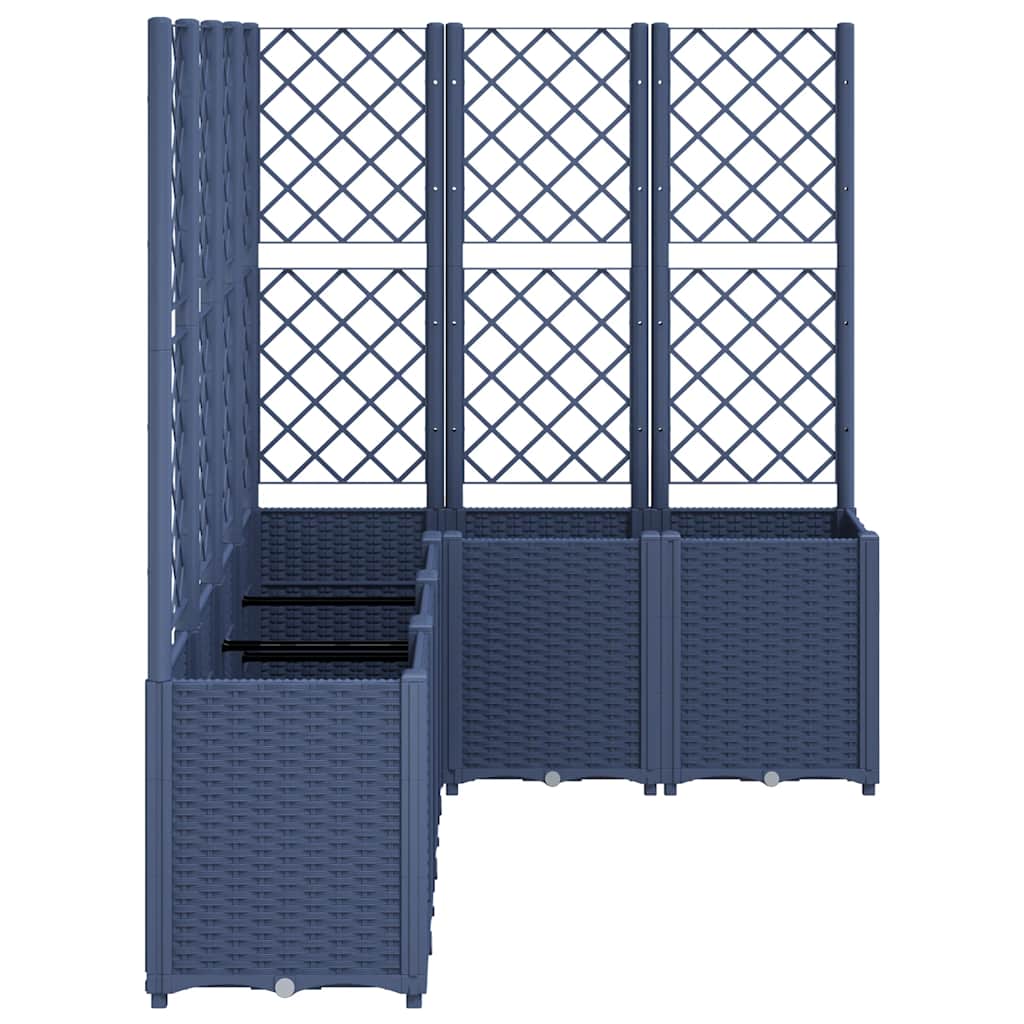 Vaso/floreira de jardim c/ treliça 160x120x140 cm PP cinzento azul