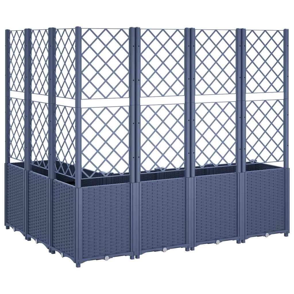 Vaso/floreira de jardim c/ treliça 160x120x140 cm PP cinzento azul
