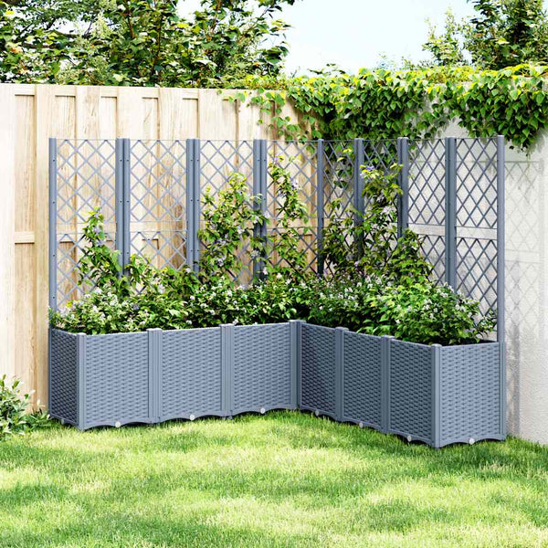 Vaso/floreira de jardim c/ treliça 160x160x140 cm PP cinzento azul