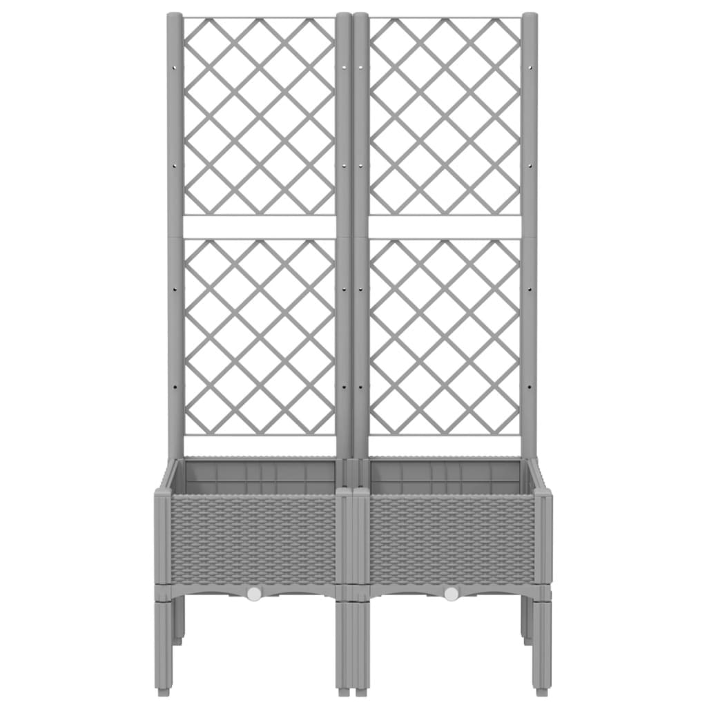 Vaso/floreira jardim c/ treliça 80x40x142 cm PP cinzento-claro
