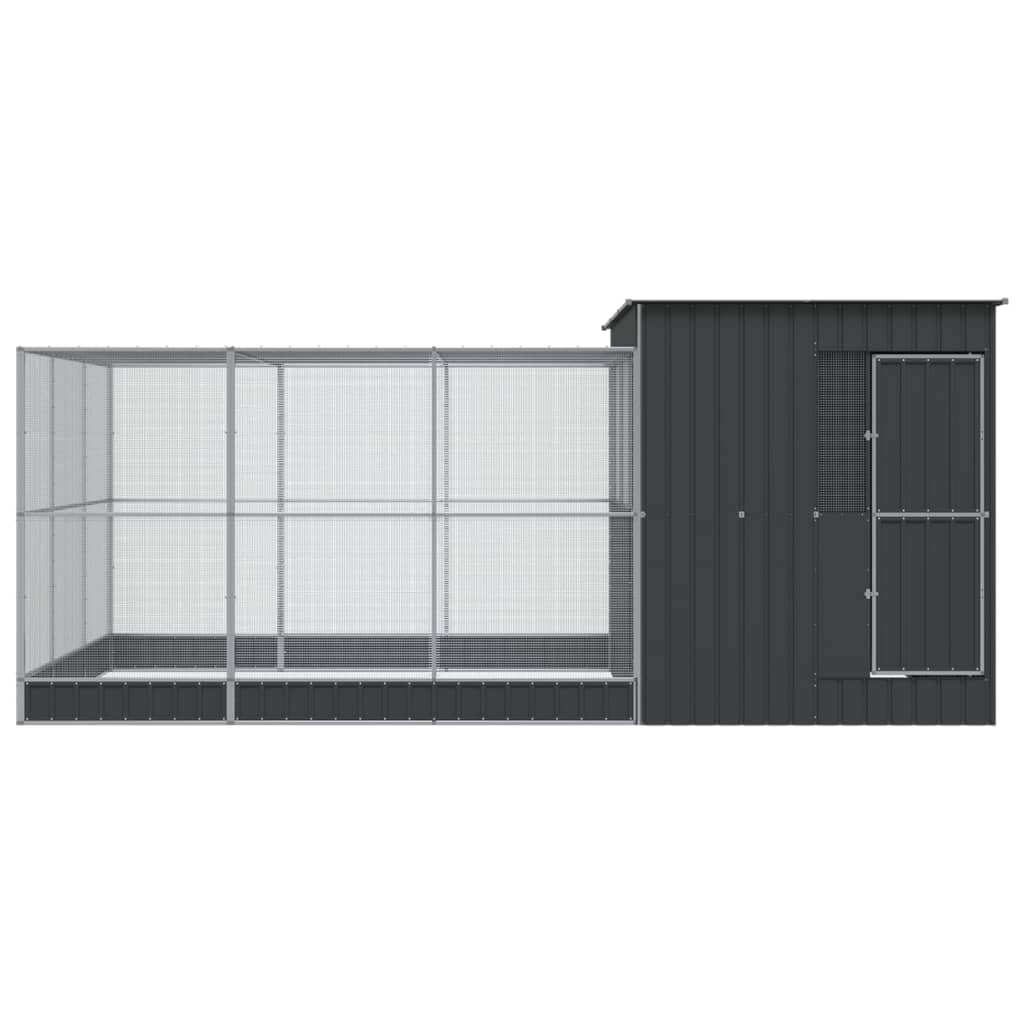 Aviário com extensão 497x303x216 cm aço prateado