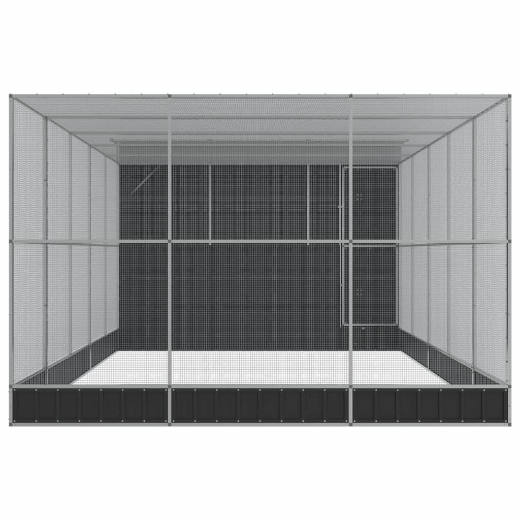 Aviário com extensão 704x303x216 cm aço prateado
