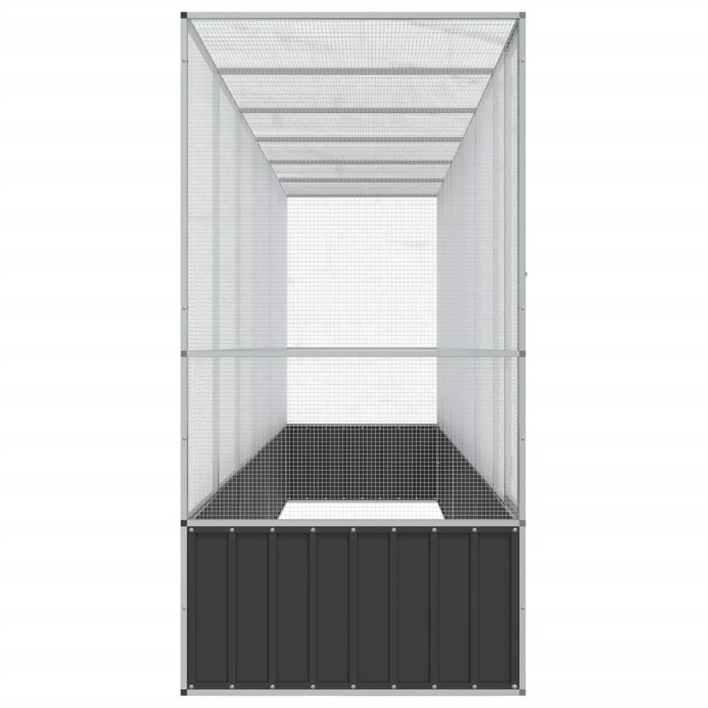 Aviário com extensão 626,5x107x212 cm aço prateado