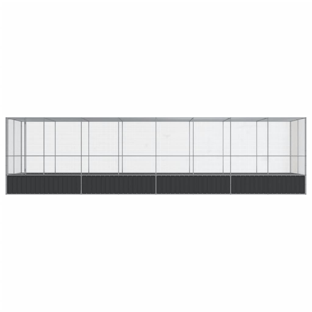Aviário com extensão 832x207x212 cm aço prateado