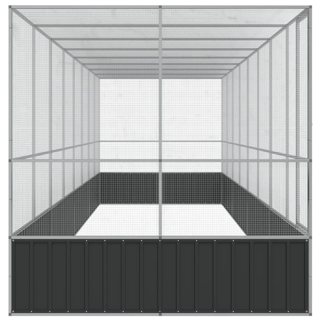 Aviário com extensão 832x207x212 cm aço prateado