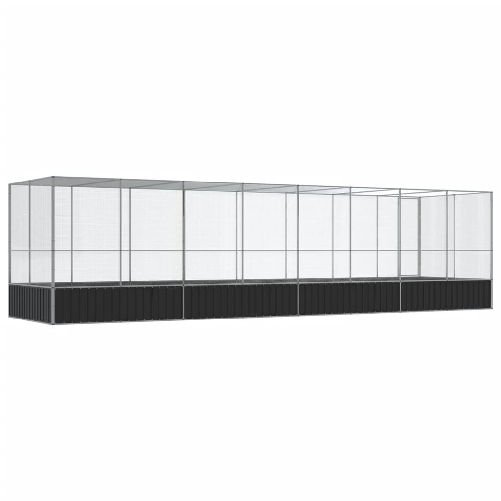 Aviário com extensão 832x207x212 cm aço prateado