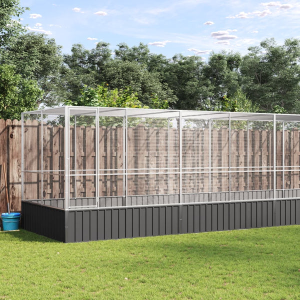 Aviário com extensão 832x207x212 cm aço prateado