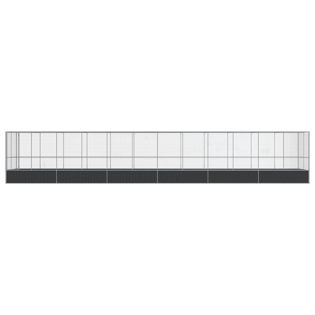 Aviário com extensão 1246x207x212 cm aço prateado