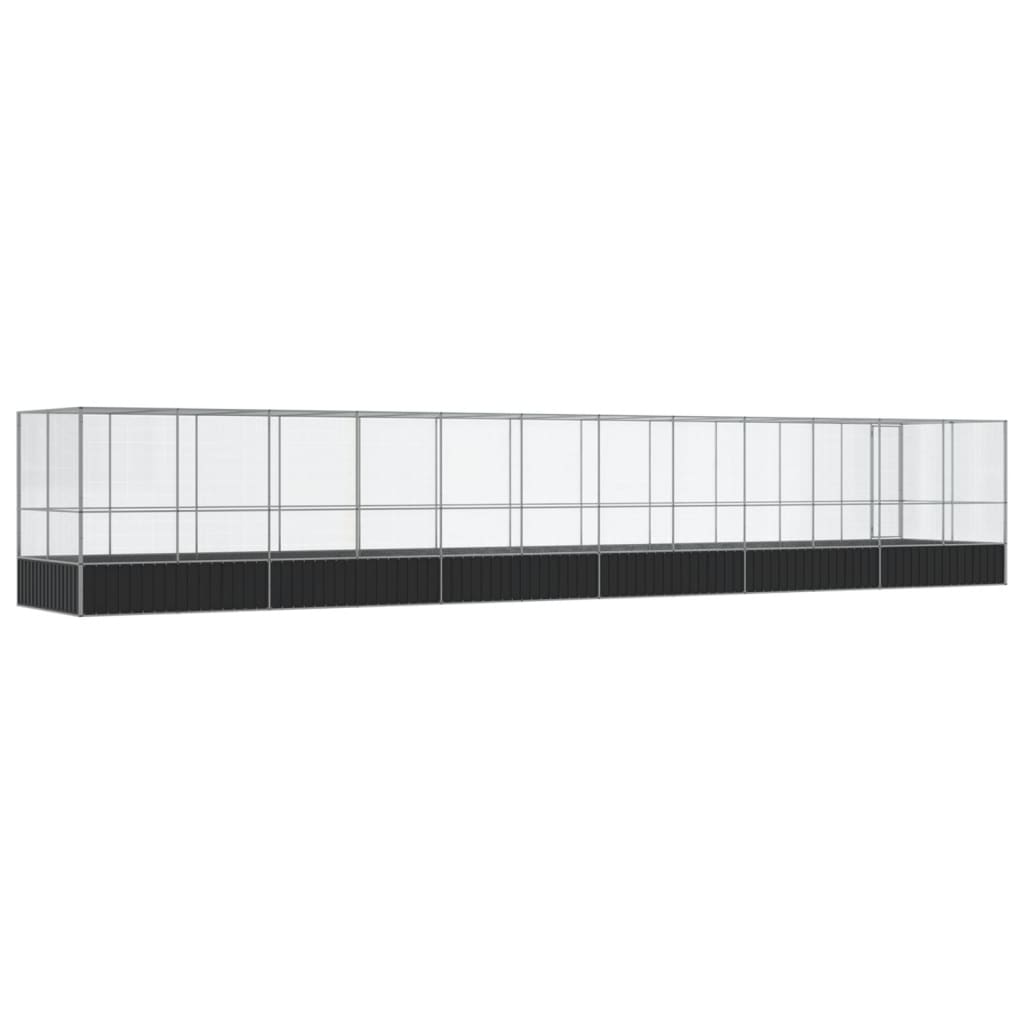 Aviário com extensão 1246x207x212 cm aço prateado