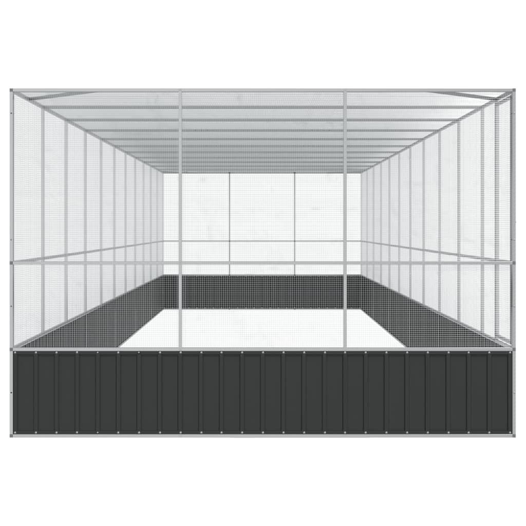 Aviário com extensão 1139x307x212 cm aço prateado
