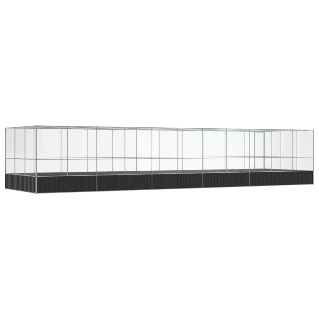 Aviário com extensão 1139x307x212 cm aço prateado