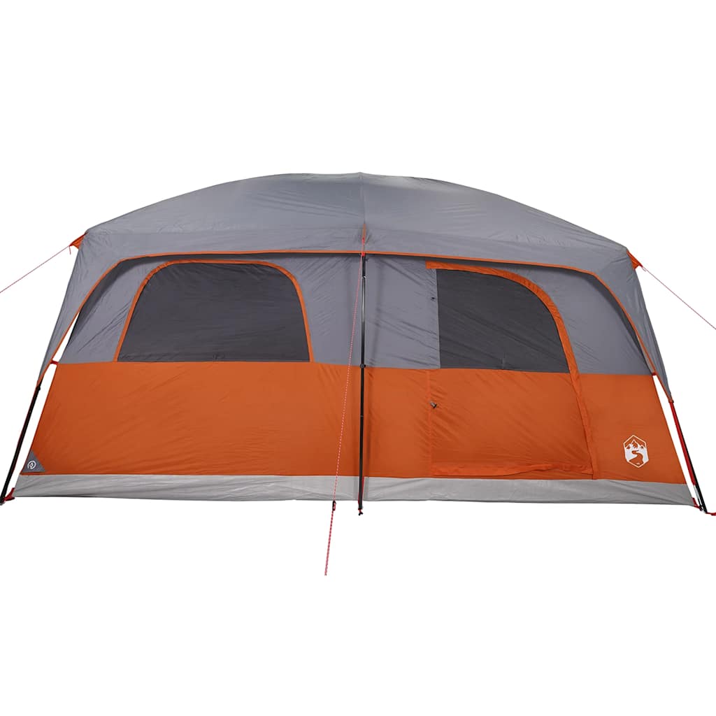 Tenda familiar para 8 pessoas impermeável cinzento e laranja