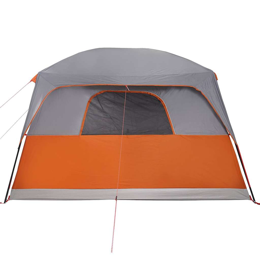Tenda familiar para 8 pessoas impermeável cinzento e laranja