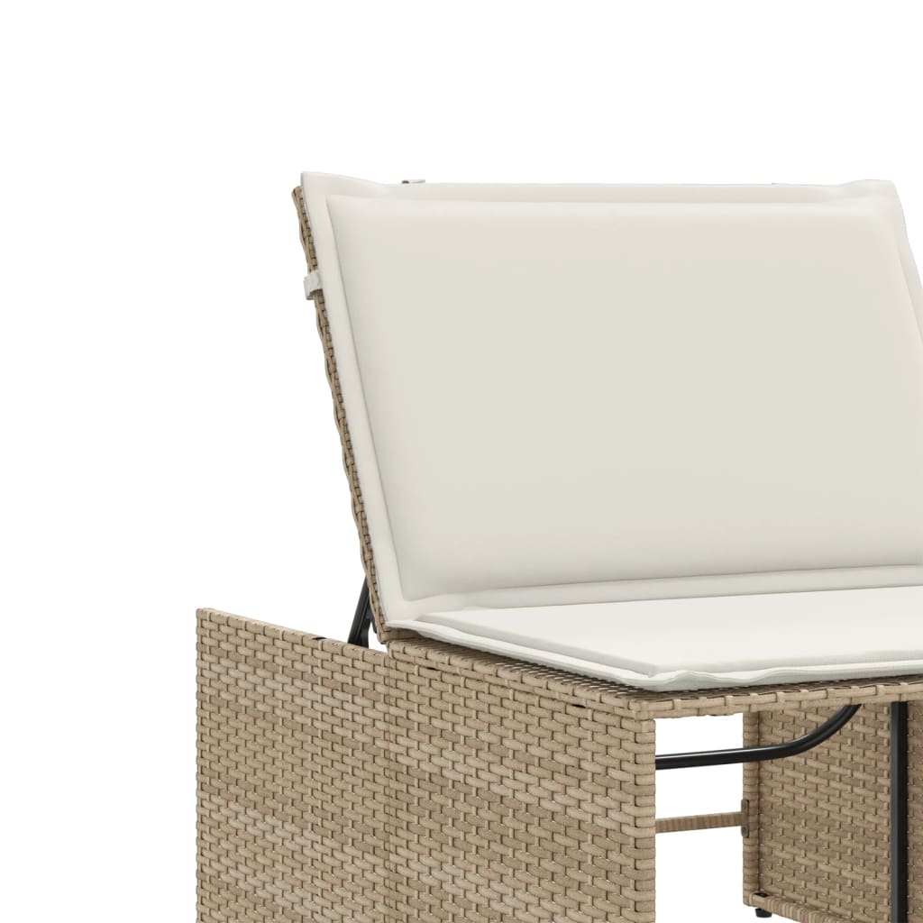 Espreguiçadeiras com mesa 2 pcs vime PE bege