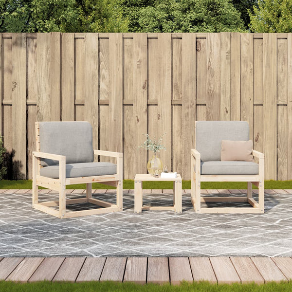 Conjunto de Jardim - 2 Poltronas e 1 Mesa - Madeira de Pinho Maciça