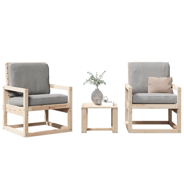 Conjunto de Jardim - 2 Poltronas e 1 Mesa - Madeira de Pinho Maciça